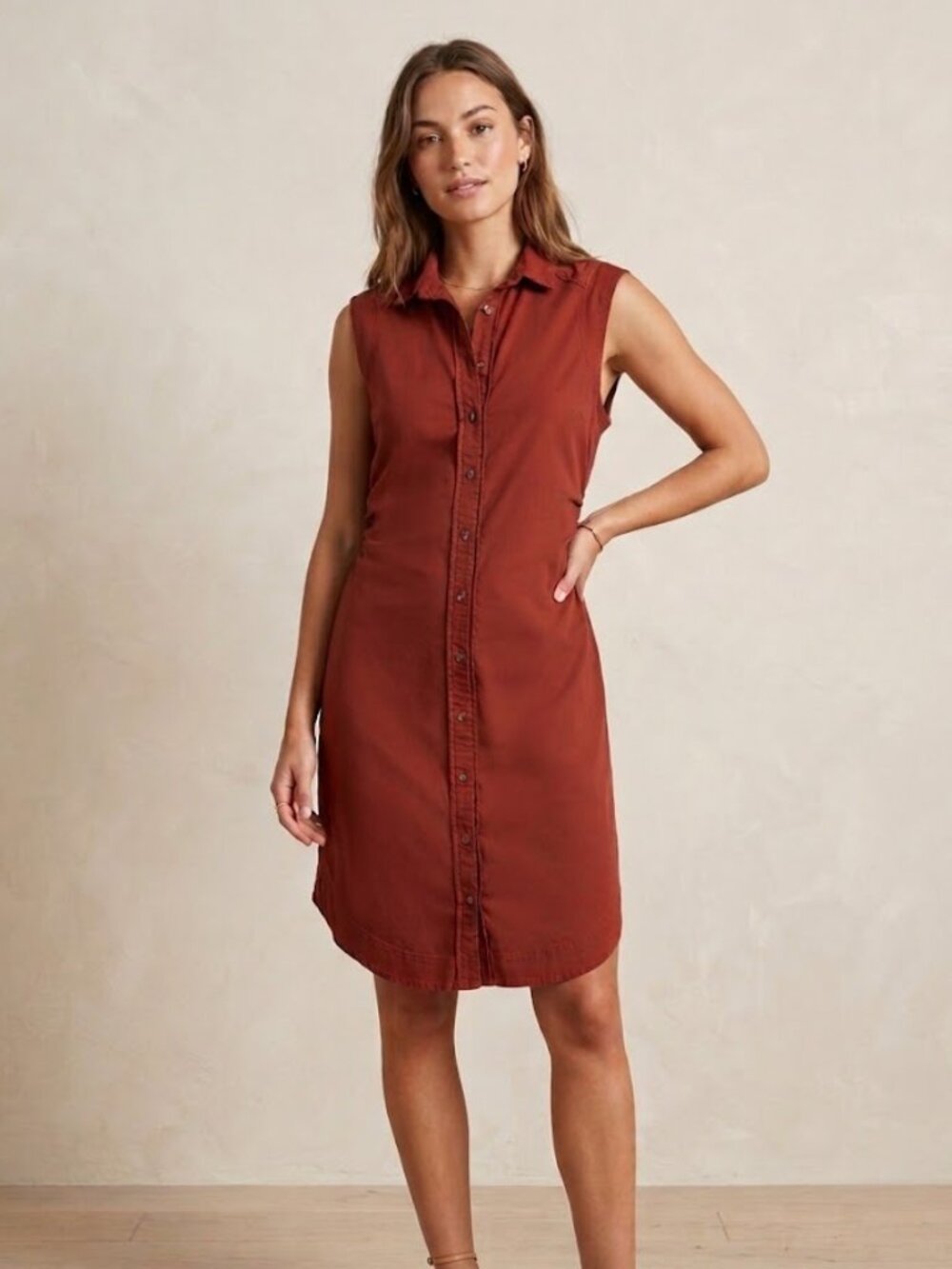 NWT Anthropologie Pilcro Sleeveless Shirt Dress Button-Front Rust Red Size: 16